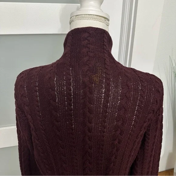 Lauren Ralph Lauren Cable Knit Cardigan Velvet Tie Waist SZ Large Quiet Luxury - Picture 8 of 10